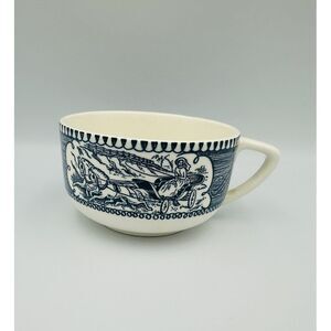ROYAL USA CURRIER AND IVES BLUE AND WHITE OLD GRIST MILL CUPS